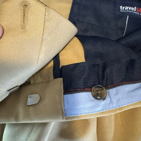 NWT Roundtree & Yorke Pants Travel Smart Mens Tall 38x36 Dress Tan Pleated - Picture 12 of 12